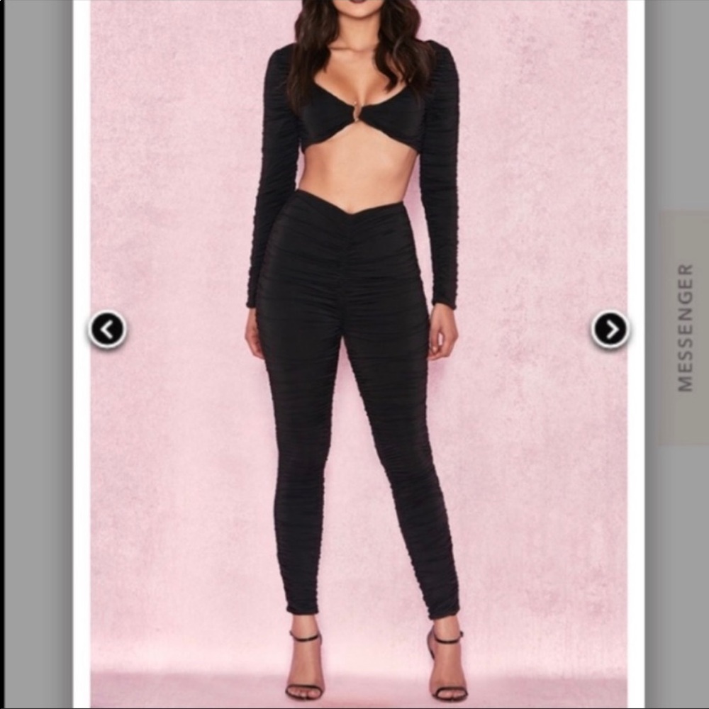 House of CB Black Ruched Jersey Two-Piece Set